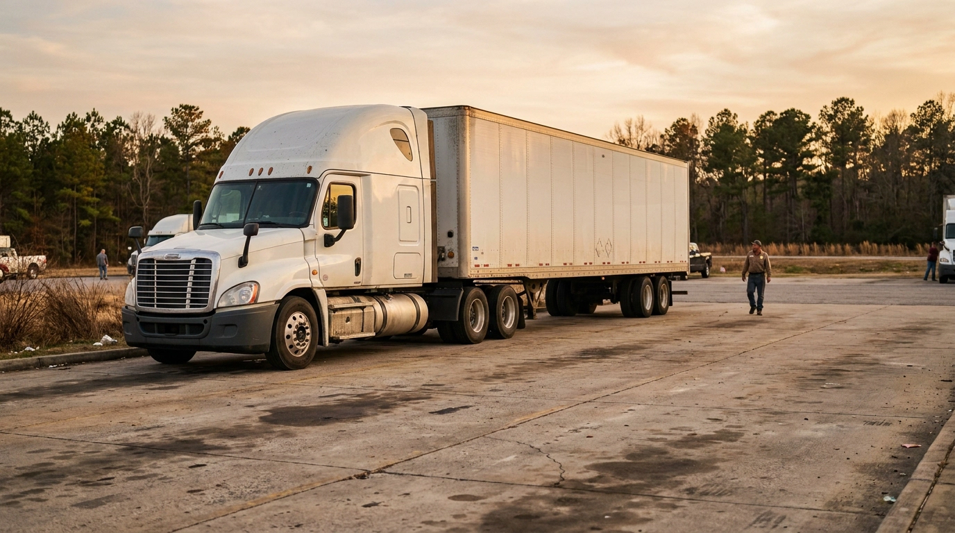 semi truck stopped at columbia south carolina rest area